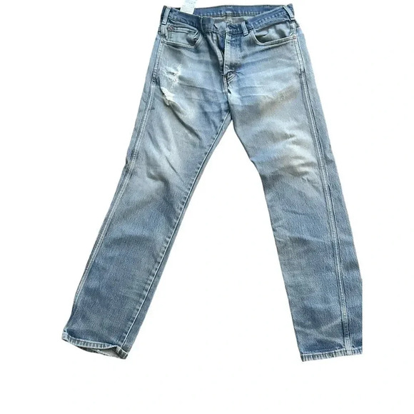 Levi’s Blue Distressed Straight Leg Light Denim Jeans Size W33 L34 - Picture 1 of 7